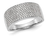 1.00 Carat (ctw) Diamond Micro Pave Band Ring in 14K White Gold (Size 7)