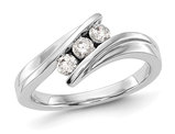 1/3 Carat (ctw) Diamond Three Stone Ring in 14K White Gold (Size 7)