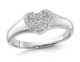 Sterling Silver Heart Promise Ring with Micro Pave Synthetic Cubic Zirconias