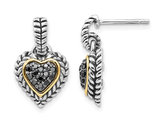 1/4 Carat (ctw) Black Diamond Heart Dangle Earrings in Sterling Silver