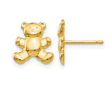 Small 14K Yellow Gold Teddy Bear Charm Post Earrings