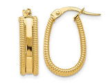 14K Yellow Gold Polished Oval Hoop Earrings