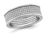 Sterling Silver Eternity Band Ring with Pave Synthetic Cubic Zirconias