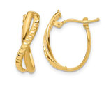 14K Yellow Gold Polished Diamond-cut Twist Hoop Earrings