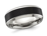 Men's Titanium Textured Black Plated Band Ring (8mm)