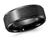 Men's Titanium Black Polished Laser-cut Band Ring (8mm)