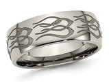 Men's Titanium Polished Flame Band Ring (8mm)