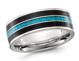 Men's Titanium Black Star Sandstone Inlay with Turquoise Band Ring (8mm)