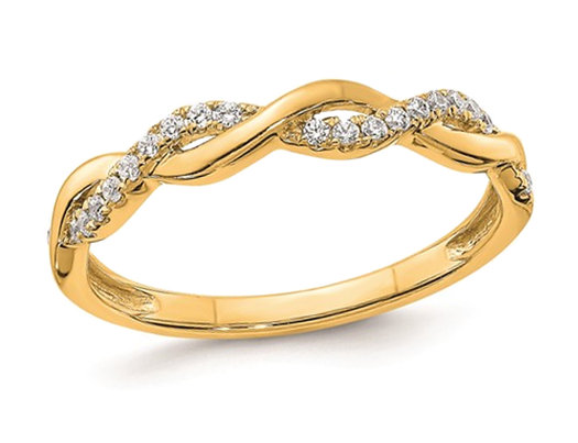 1/8 Carat (ctw) Diamond Wedding Ring Twist Band in 14K Yellow Gold (Size 7)