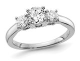 1.00 Carat (ctw Color VS2-SI1, D-E-F) Lab Grown Diamond Three Stone Ring in 14K White Gold