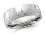 Men's Stainless Steel Polished Laser-Cut Tree Design Band Ring (8mm)