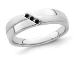 Mens 10K White Gold Ring with Black Diamonds