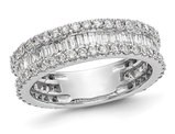 1.50 Carat (ctw I1-I2) Baguette Diamond Wedding Band Ring in 14K White Gold (SIZE 7)