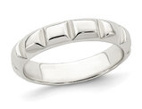 Sterling Silver Polished Notched Band Ring