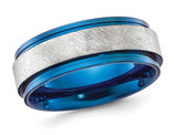 Men's Titanium Brushed Blue Plated Band Ring (8mm)