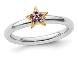 Star Ring with Lab-Created Rubies in Sterling Silver