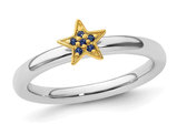 Star Ring with Lab-Created Blue Sapphires in Sterling Silver