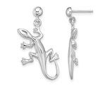 14K White Gold Polished Gecko Lizard Post Earrings