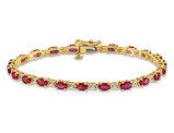 4.60 Carat (ctw) Ruby Bracelet in 10K Yellow Gold with Accent Diamonds