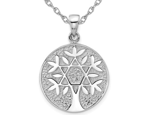 Sterling Silver Star of David Tree of Life Pendant Necklace with Chain