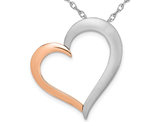 14K Yellow and Rose Gold Polished Heart Pendant Necklace with Chain