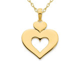 14K Yellow Gold Cut-Out Double Heart Pendant Necklace with Chain