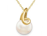 White Freshwater Cultured Pearl 8-9mm Pendant Necklace in 14K Yellow Gold with Chain
