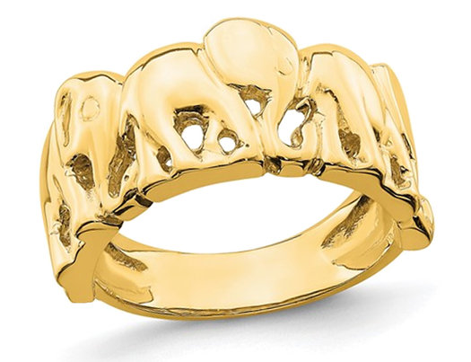 Ladies 14K Yellow Gold Elephants Polished Ring