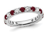 1.10 Carat (ctw) Lab-Grown Diamond Eternity Band with 1.50 Carat (ctw) Lab-Created Ruby in 14k White Gold