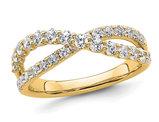 1.00 Carat (ctw) Lab-Grown Diamond Criss-Cross Ring in 14K Yellow Gold