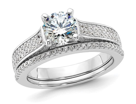 Sterling Silver Engagement Bridal Wedding Ring Set with Cubic Zirconia (CZ) 