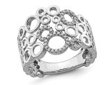 Sterling Silver Circle Band Ring with Synthetic Cubic Zirconias
