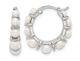 White Freshwater Cultured Pearl Hoop Earrings in Sterling Silver