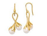 14K Yellow Gold Freshwater Cultured Pearl Twist Earrings