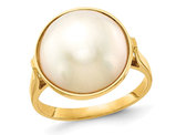 14K Yellow Gold 13-14mm Saltwater Cultured Mabe Pearl Ring