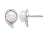 14K White Gold Freshwater Cultured 7-8mm Pearl Post Earrings