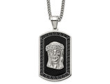 Men's Dog Tag Jesus Pendant Necklace in Stainless Steel with Chain