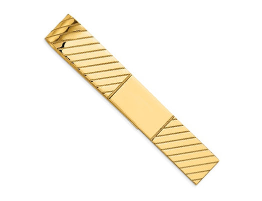 14K Yellow Gold Polished Men's Tie Bar