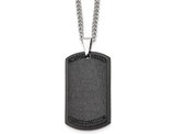 Men's Black Plated Stainless Steel Brushed Dog Tag Pendant Necklace with Chain (24 Inches)