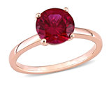2 3/8 Carat (ctw) Lab Created Ruby Solitaire Ring in 10K Rose Pink Gold