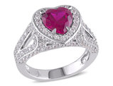 5.00 Carat (ctw) Lab-Created Ruby Heart Ring in Sterling Silver with White Sapphires