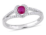 1/3 Carat (ctw) Ruby Ring with Diamonds in 14K White Gold