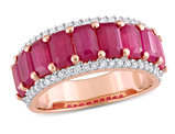 3 1/3 Carat (ctw) Created Ruby Eternity Band Ring in 14K Rose Gold with Diamonds
