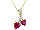 2.62 Carat (ctw) Ruby Heart Pendant Necklace in 10K White Gold with Chain