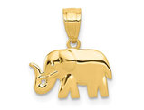14K Yellow Gold Elephant Polished Charm Pendant (No Chain)