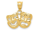 14K Yellow Gold Comedy Tragedy Charm Pendant (No Chain)
