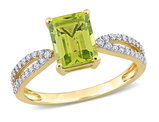 1 5/8 Carat (ctw) Peridot Link Ring in 14K Yellow Gold with Diamonds
