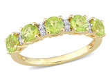 1.57 Carat (ctw) Peridot and White Sapphire Band Ring Yellow Plated Silver