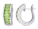 4.20 Carat (ctw) Peridot Hoop Earrings in Sterling Silver