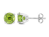 3.00 Carat (ctw) Peridot Solitaire Stud Earrings in Sterling Silver